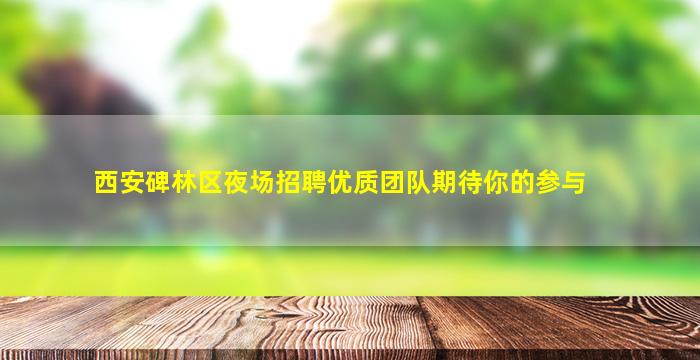 西安碑林区夜场招聘优质团队期待你的参与